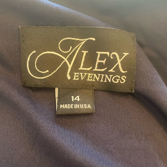 Alex Evenings Long Formal Drape Rushing Dress Wedgewood Blue Size 14 - Picture 4 of 4